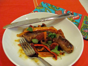 Sausage & Peppers in Beer Sauce